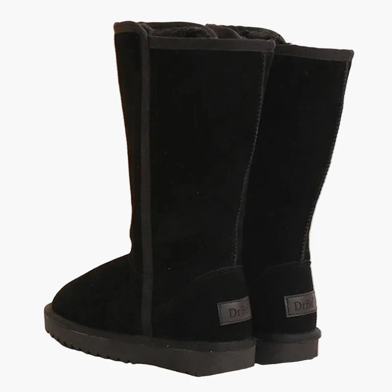 Dorothea Schwarz Gefütterte Winterstiefel in Veloursleder-Optik für Damen | Warm Reissverschluss Flache Sohle - EU 35-42