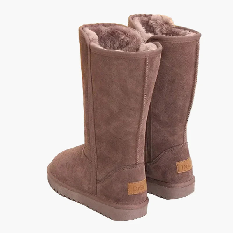 Dorothea Schwarz Gefütterte Winterstiefel in Veloursleder-Optik für Damen | Warm Reissverschluss Flache Sohle - EU 35-42