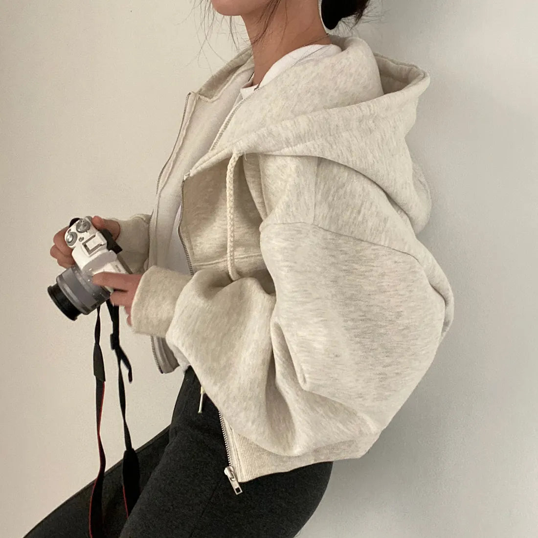 Monika Blau Oversized Hoodie mit Reissverschluss für Damen | Casual Kapuzenpullover mit abfallenden Schultern - S/M/L/XL/2XL/3XL