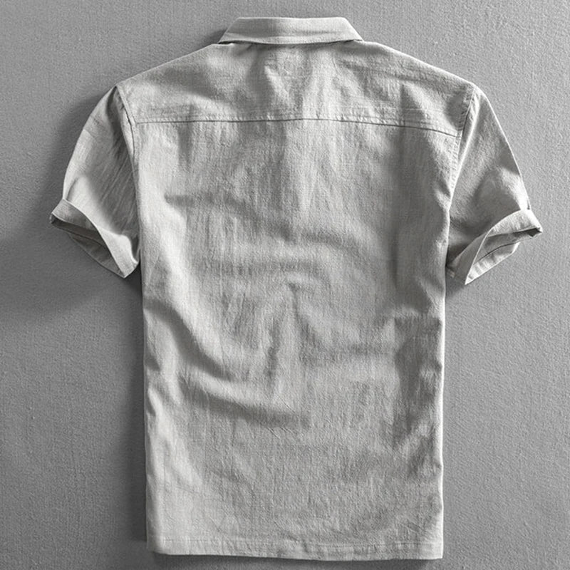 Werner Dunkelblau Baumwoll-Leinen Kurzarm-Poloshirt für Herren | Leicht Luftig | Sommer Freizeit - S-5XL