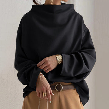 Marta Schwarz Oversized Stehkragen-Pullover für Damen | Casual Eleganter Stil - S/M/L/XL/2XL/3XL