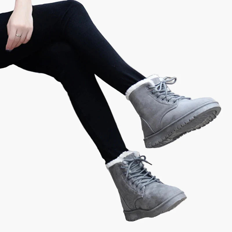 Ruth Kaffee Gefütterte Winterstiefel für Damen in Veloursleder-Optik | Schnürung Flache Sohle Winter - EU 36/37/38/39/40