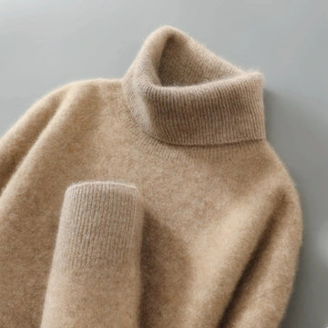 Renata Camel Rollkragenpullover aus Merinowolle für Damen | Weicher Winterpullover - XS/S/M/L/XL/2XL/XXXL
