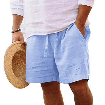 Werner Schwarz Leinen Casual Shorts für Herren | Elastischer Kordelzug | Sommer Freizeit - S/M/L/XL/2XL/3XL/4XL/5XL
