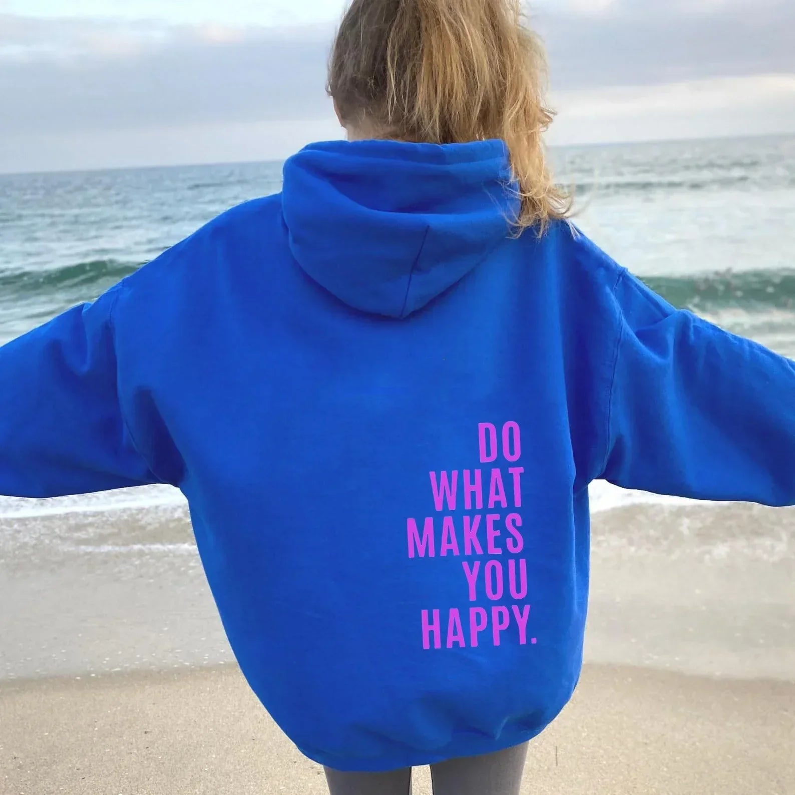 Yvonne Schwarz Oversized Bedruckter Kapuzenpullover für Damen | Casual Schriftprint Alltag - S/M/L/XL