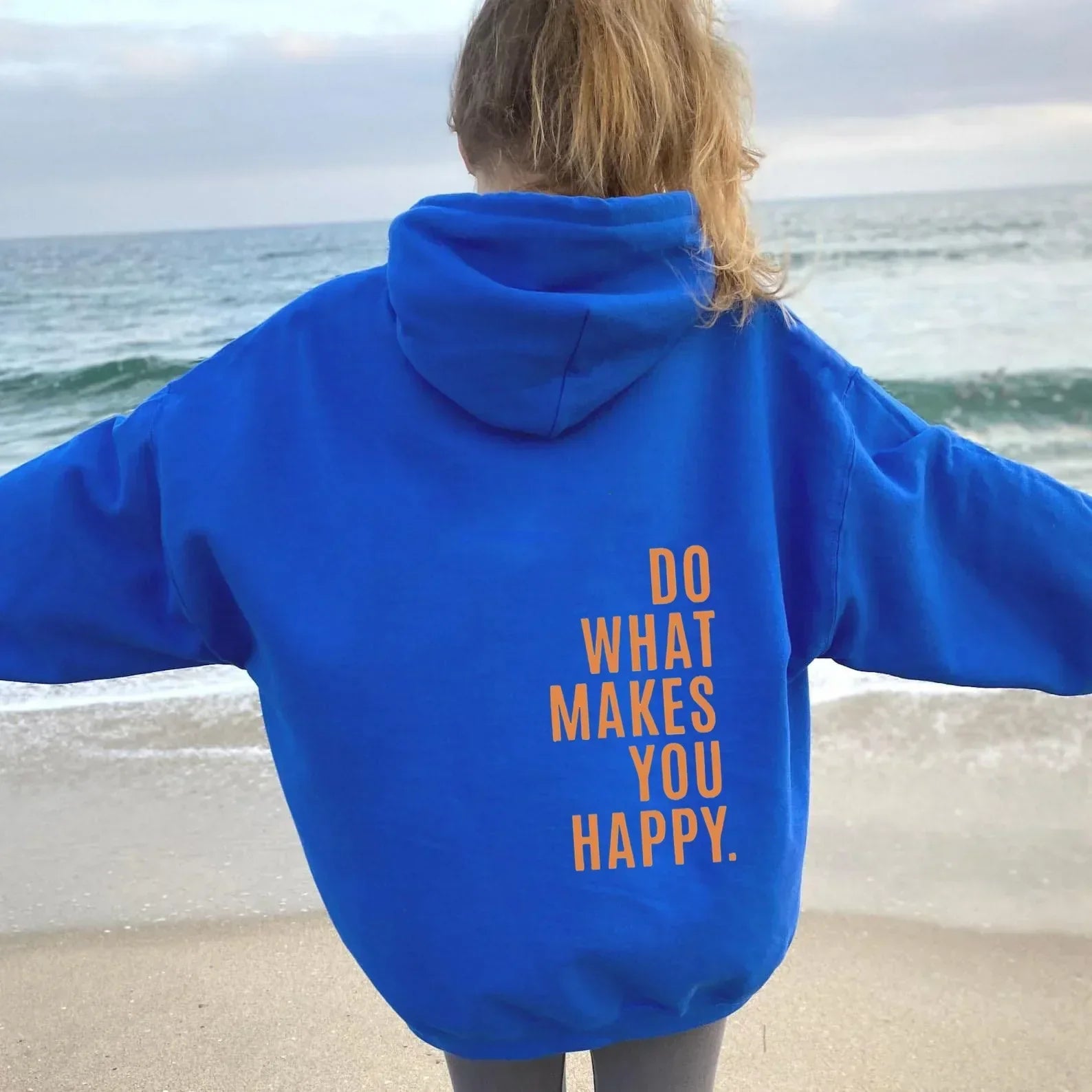 Yvonne Schwarz Oversized Bedruckter Kapuzenpullover für Damen | Casual Schriftprint Alltag - S/M/L/XL