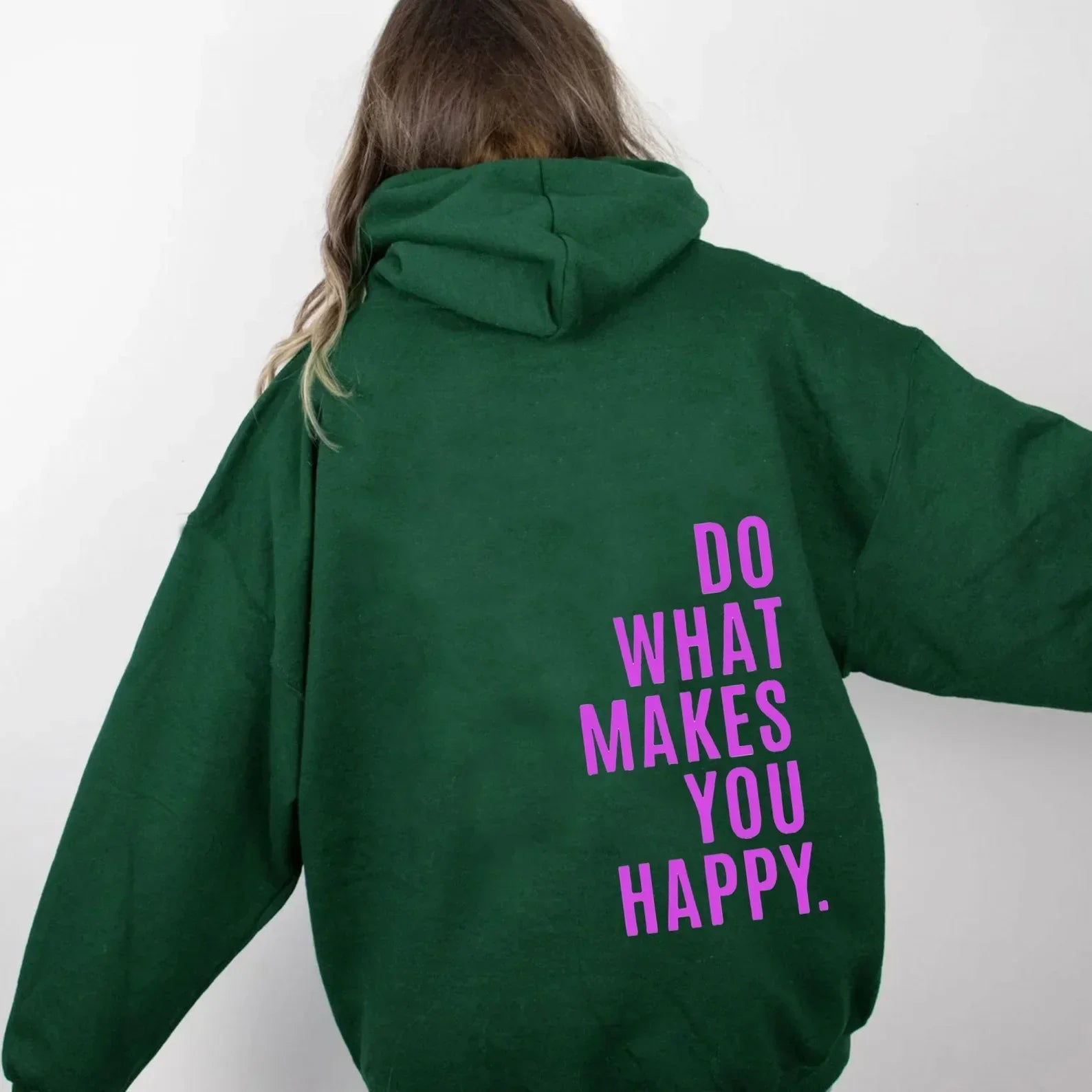 Yvonne Schwarz Oversized Bedruckter Kapuzenpullover für Damen | Casual Schriftprint Alltag - S/M/L/XL