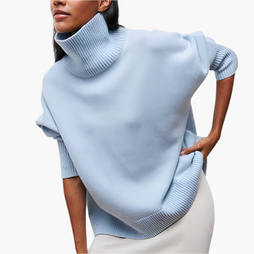 Petra Blau Oversized Rollkragenpullover für Damen | Gerippter Kragen und Saum Casual Stil - S/M/L