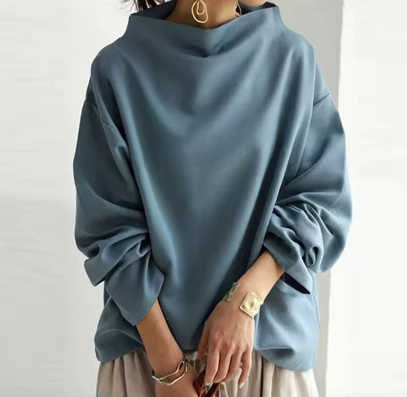 Marta Schwarz Oversized Stehkragen-Pullover für Damen | Casual Eleganter Stil - S/M/L/XL/2XL/3XL