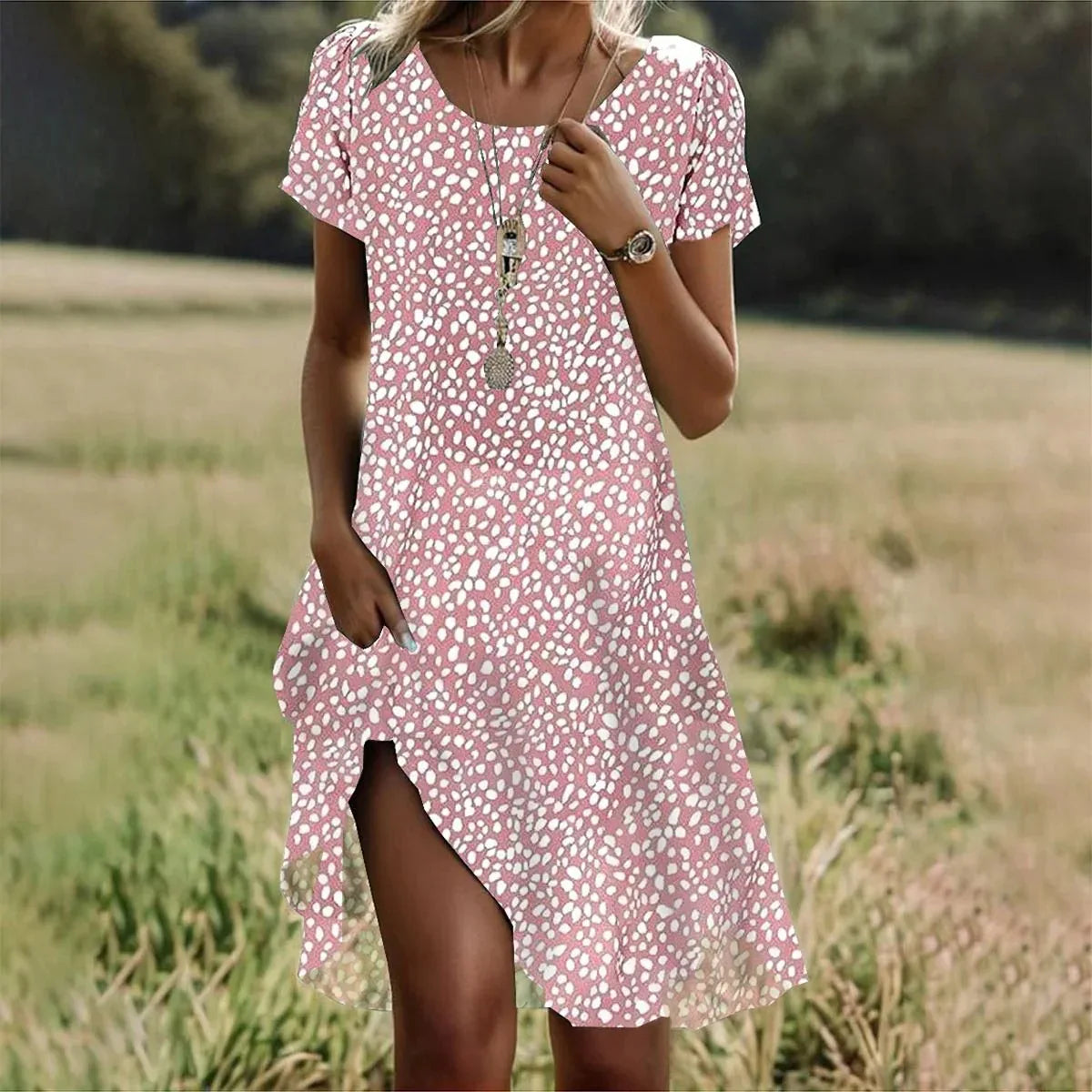 Monika Grün Boho-Sommerkleid für Damen | Leicht Fliessend Asymmetrisch | Strand Urlaub - S/M/L/XL/2XL/3XL