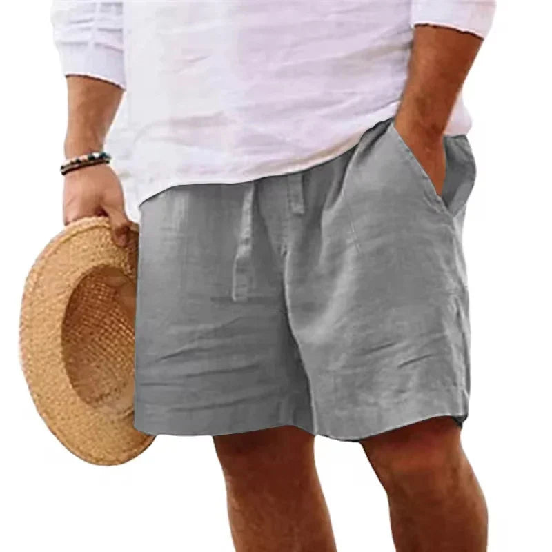 Werner Schwarz Leinen Casual Shorts für Herren | Elastischer Kordelzug | Sommer Freizeit - S/M/L/XL/2XL/3XL/4XL/5XL