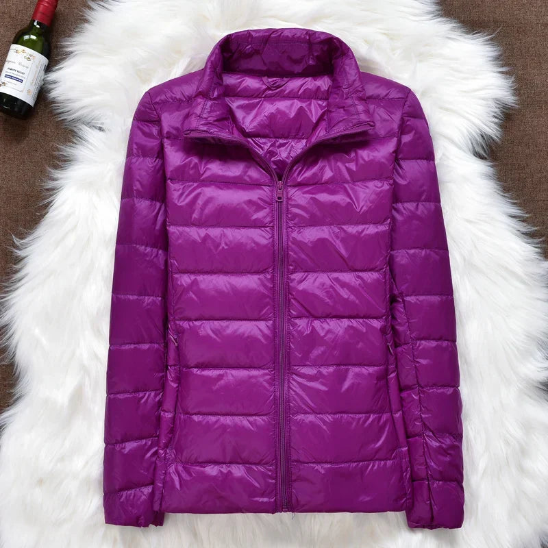 Seline Khaki Ultraleichte Faltbare Daunenjacke mit Kapuze für Damen | Steppjacke Winter Reise Casual - S/M/L/XL/2XL/XXXL