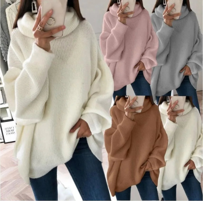 Yvonne Weiss Oversized Rollkragenpullover für Damen | Lässiger Strick Casual Herbst Winter - S/M/L/XL/2XL/3XL