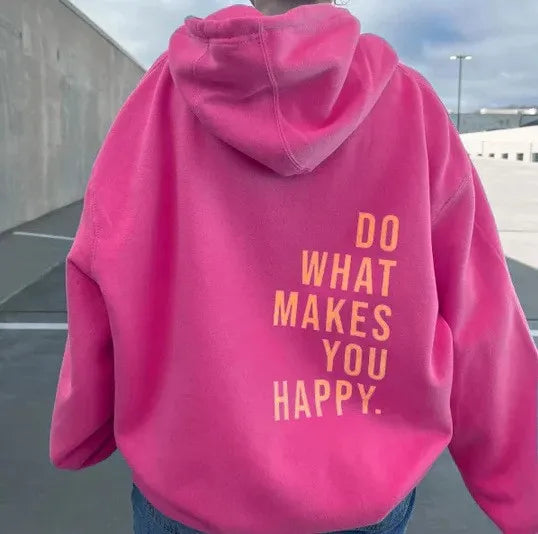 Yvonne Schwarz Oversized Bedruckter Kapuzenpullover für Damen | Casual Schriftprint Alltag - S/M/L/XL