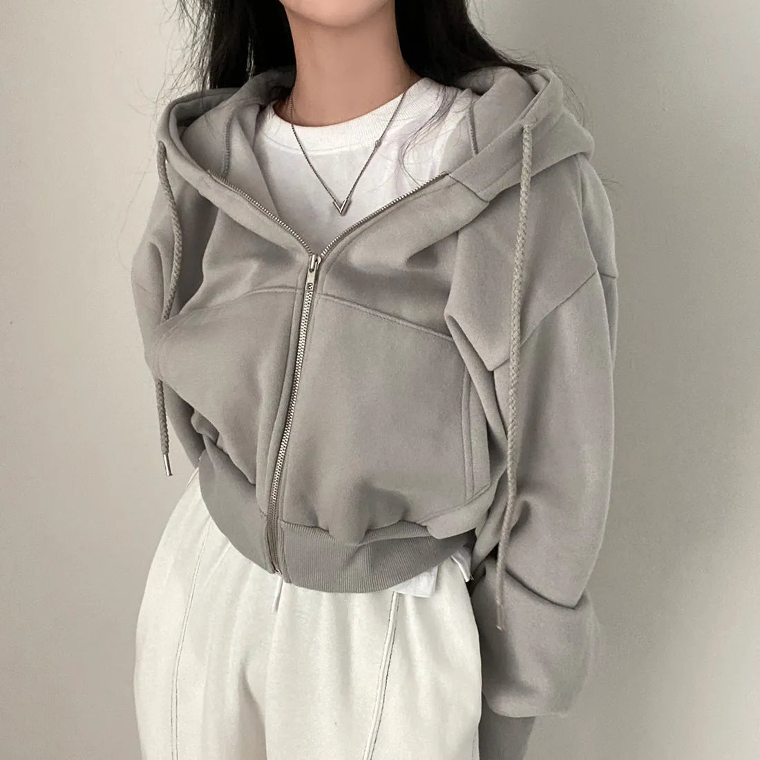 Monika Blau Oversized Hoodie mit Reissverschluss für Damen | Casual Kapuzenpullover mit abfallenden Schultern - S/M/L/XL/2XL/3XL