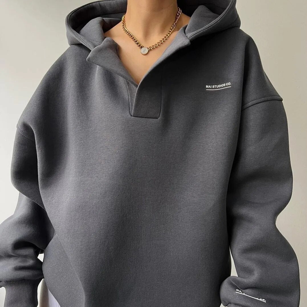Vreni Rosa Oversized Kapuzenpullover mit Kapuze für Damen | Casual Lounge Alltag - S/M/L/XL/2XL