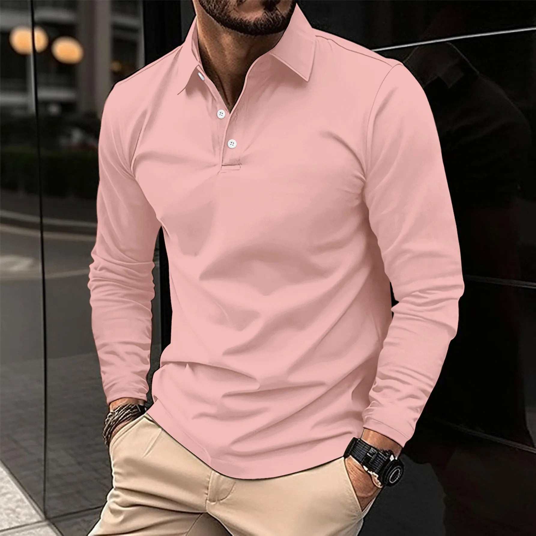 Sandro Herren Langarm-Polohemd | Eleganter Kragen, Hochwertige Baumwolle 2
