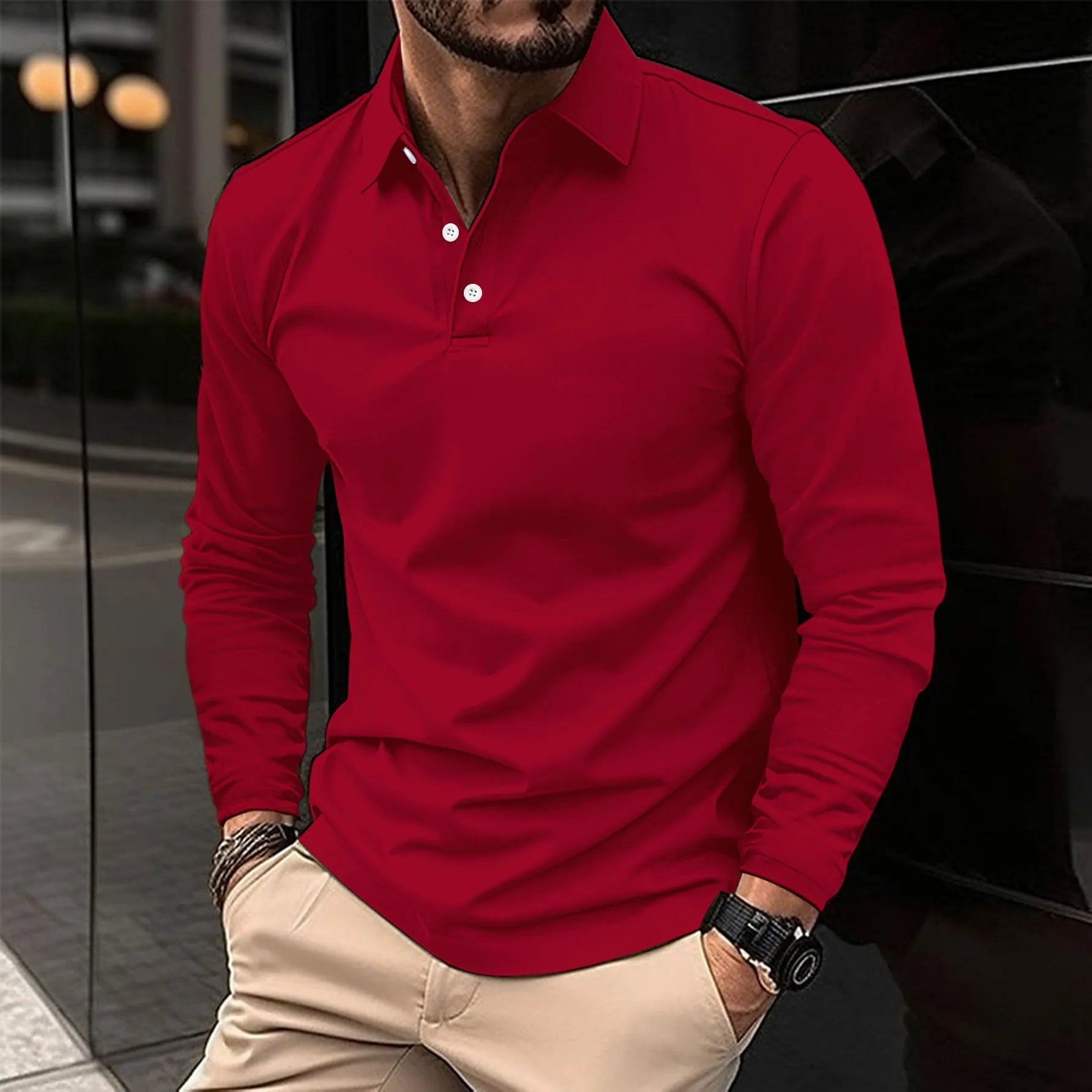 Sandro Herren Langarm-Polohemd | Eleganter Kragen, Hochwertige Baumwolle 5