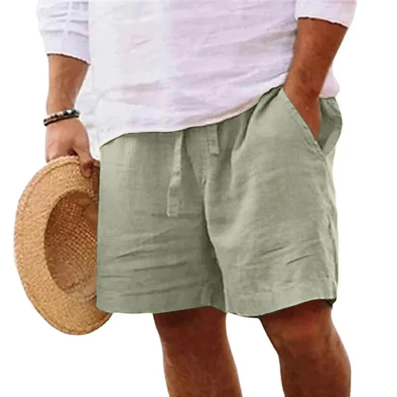 Werner Schwarz Leinen Casual Shorts für Herren | Elastischer Kordelzug | Sommer Freizeit - S/M/L/XL/2XL/3XL/4XL/5XL