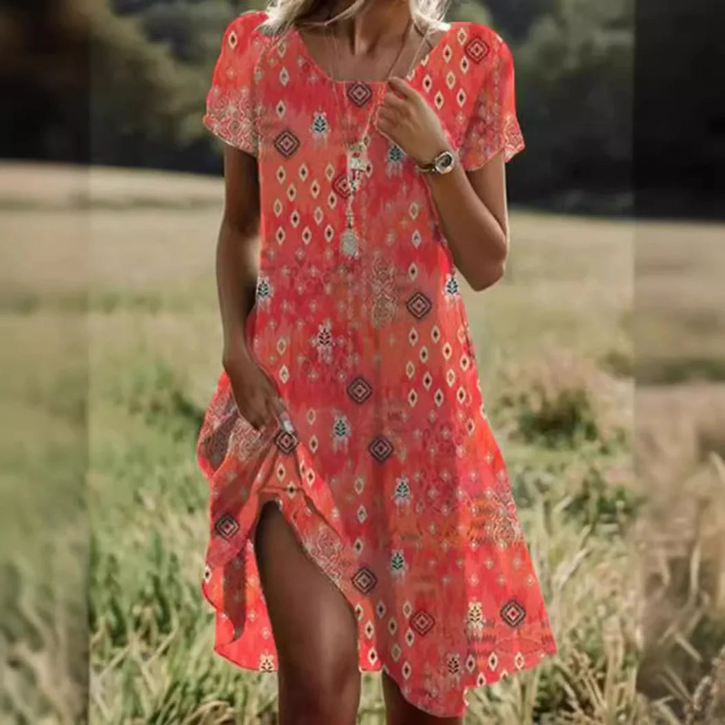 Monika Grün Boho-Sommerkleid für Damen | Leicht Fliessend Asymmetrisch | Strand Urlaub - S/M/L/XL/2XL/3XL