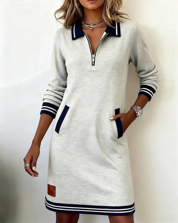 Schickes Langärmeliges Baumwollkleid 0