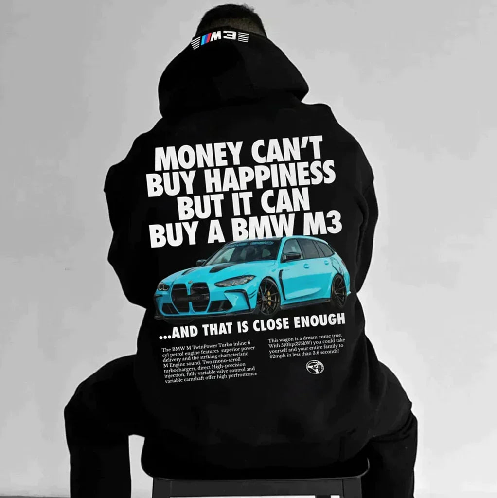 Hansruedi Schwarz Oversized Kapuzenpullover mit Aufdruck für Herren | Racing Motiv Casual Stil - S/M/L/XL/2XL/3XL