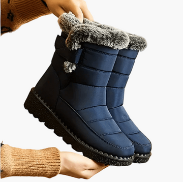 Monika Blau Wasserdichte Gefütterte Winterstiefel für Damen | Kunstfell Rutschfest Winter - EU 35-45
