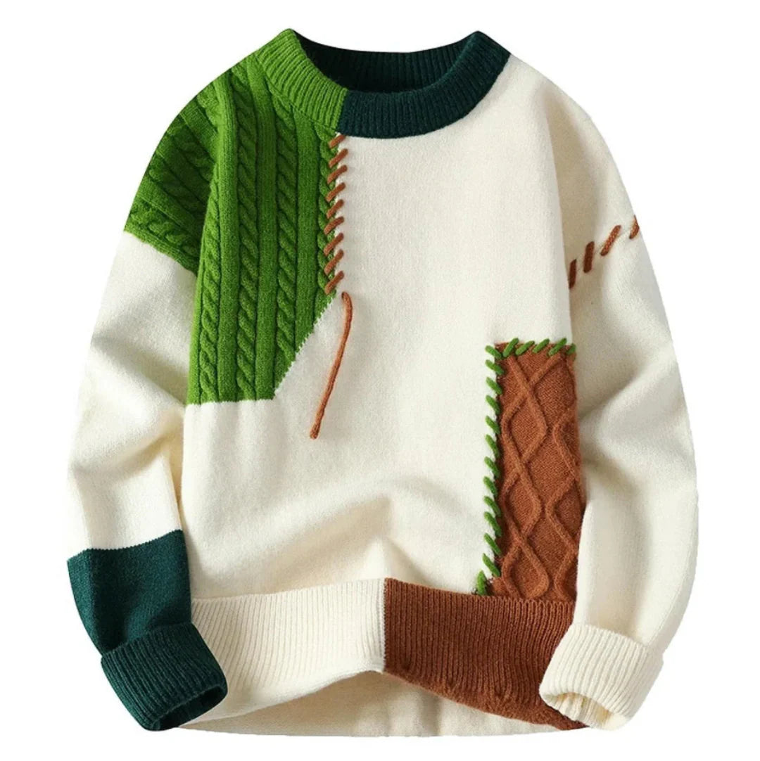 Azela | Klassischer Strickpullover mit Patchwork