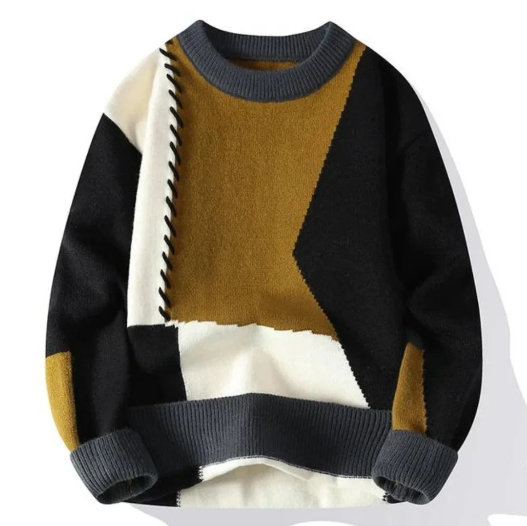 Azela | Klassischer Strickpullover mit Patchwork