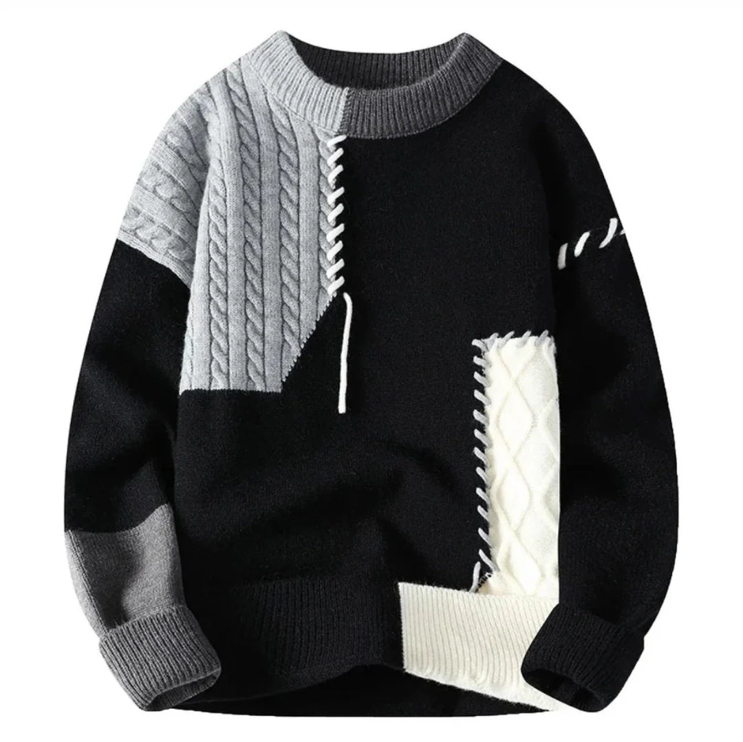 Azela | Klassischer Strickpullover mit Patchwork