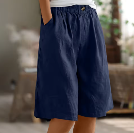 Brigitte Armeegrün Elastische Leinenoptik-Bermudashorts für Damen | Lockere Passform | Sommer Alltag | Mit Seitentaschen - S/M/L/XL/2XL/3XL