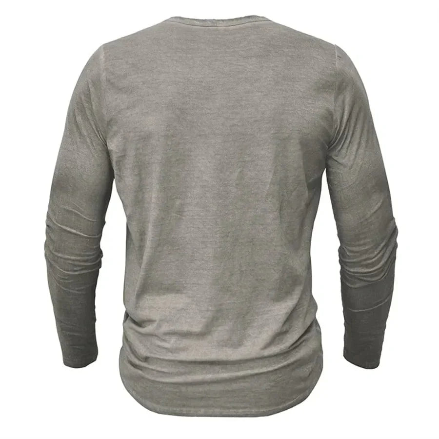 Werner Taupe Henley Langarmshirt für Herren | Klassischer Slim-Fit | Alltag und Freizeit - S/M/L/XL/2XL/3XL