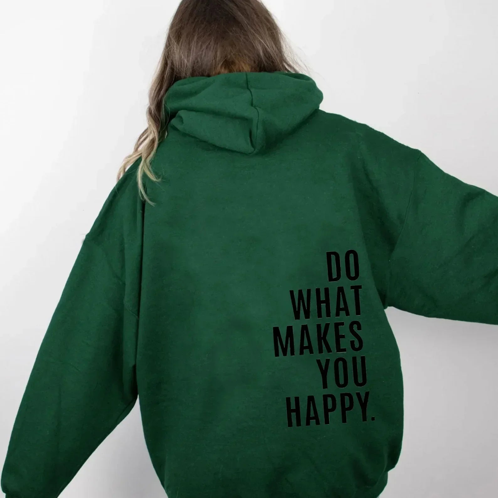 Yvonne Schwarz Oversized Bedruckter Kapuzenpullover für Damen | Casual Schriftprint Alltag - S/M/L/XL