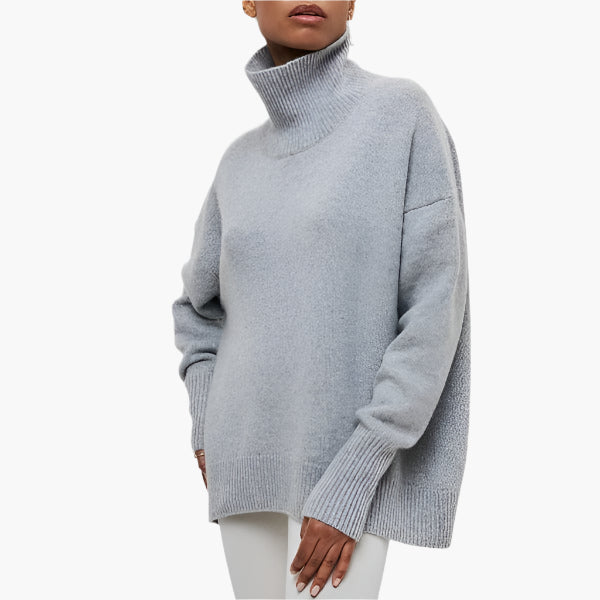 Petra Blau Oversized Rollkragenpullover für Damen | Gerippter Kragen und Saum Casual Stil - S/M/L