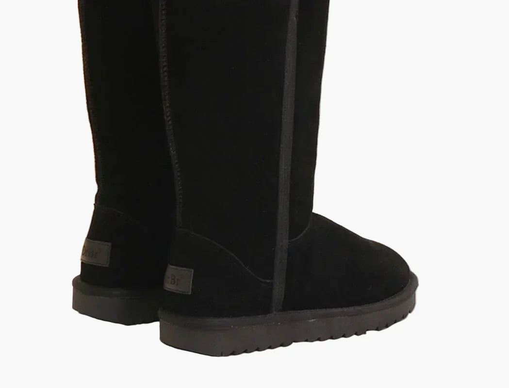 Dorothea Schwarz Gefütterte Winterstiefel in Veloursleder-Optik für Damen | Warm Reissverschluss Flache Sohle - EU 35-42