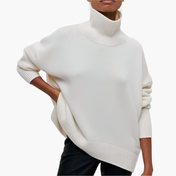 Petra Blau Oversized Rollkragenpullover für Damen | Gerippter Kragen und Saum Casual Stil - S/M/L