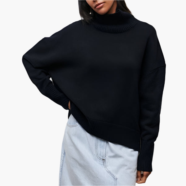 Petra Blau Oversized Rollkragenpullover für Damen | Gerippter Kragen und Saum Casual Stil - S/M/L