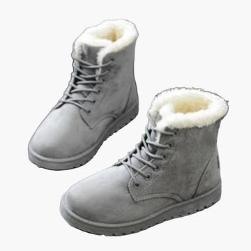 Ruth Kaffee Gefütterte Winterstiefel für Damen in Veloursleder-Optik | Schnürung Flache Sohle Winter - EU 36/37/38/39/40