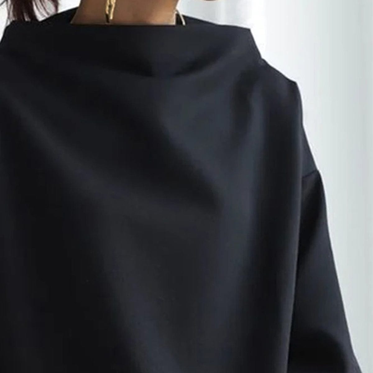 Marta Schwarz Oversized Stehkragen-Pullover für Damen | Casual Eleganter Stil - S/M/L/XL/2XL/3XL