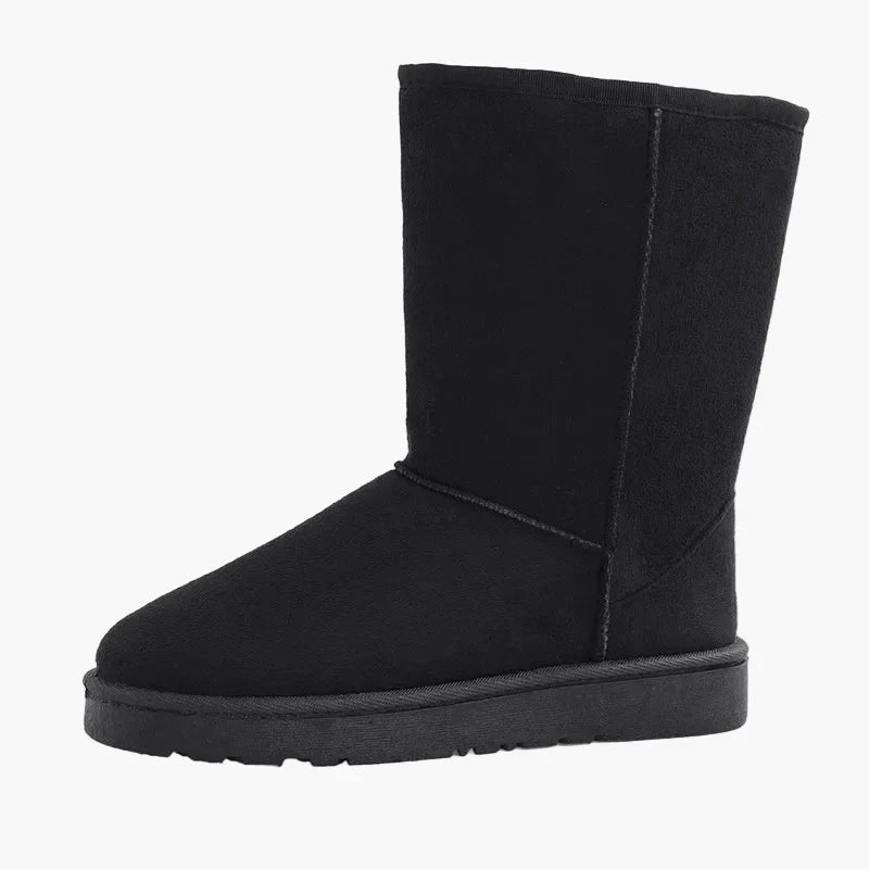 Hannelore Schwarz Gefütterte Flache Winterstiefel in Veloursleder-Optik für Damen | Warm Casual Winter - EU 36-42