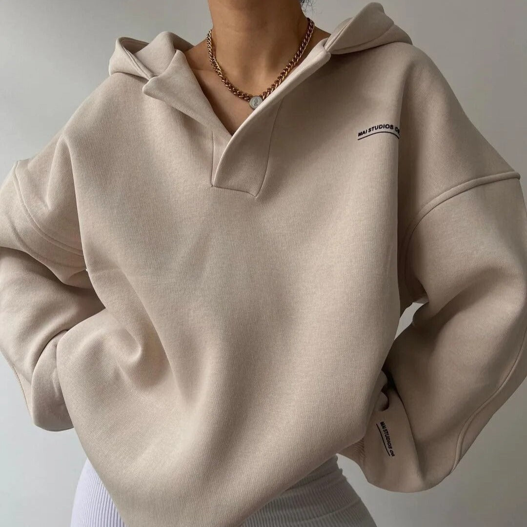 Vreni Rosa Oversized Kapuzenpullover mit Kapuze für Damen | Casual Lounge Alltag - S/M/L/XL/2XL