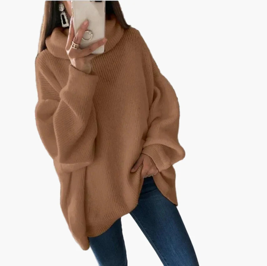 Yvonne Weiss Oversized Rollkragenpullover für Damen | Lässiger Strick Casual Herbst Winter - S/M/L/XL/2XL/3XL
