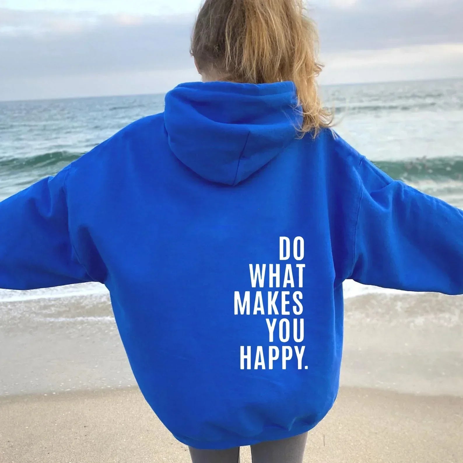 Yvonne Schwarz Oversized Bedruckter Kapuzenpullover für Damen | Casual Schriftprint Alltag - S/M/L/XL