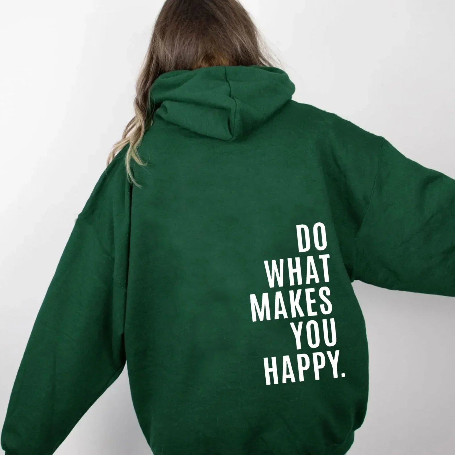 Yvonne Schwarz Oversized Bedruckter Kapuzenpullover für Damen | Casual Schriftprint Alltag - S/M/L/XL