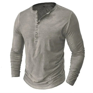 Werner Taupe Henley Langarmshirt für Herren | Klassischer Slim-Fit | Alltag und Freizeit - S/M/L/XL/2XL/3XL