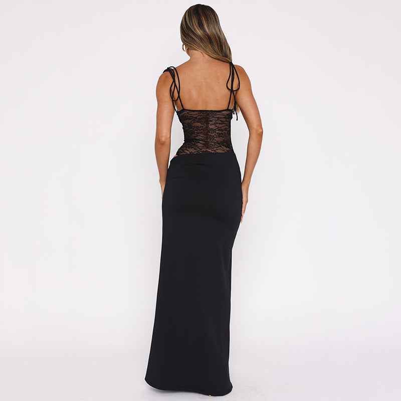 Sina Damen Maxikleid | Transparente Spitze, Figurbetont, Sommer Kleid Lang 7