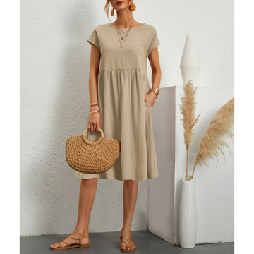 Sola Damen Midi Kleid | Baumwollmix, Lässiger Schnitt für den Sommer 0