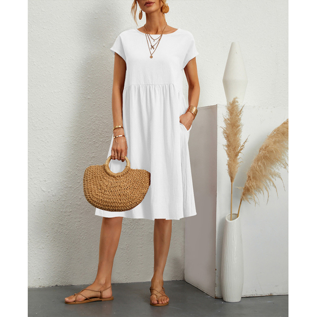 Sola Damen Midi Kleid | Baumwollmix, Lässiger Schnitt für den Sommer 5