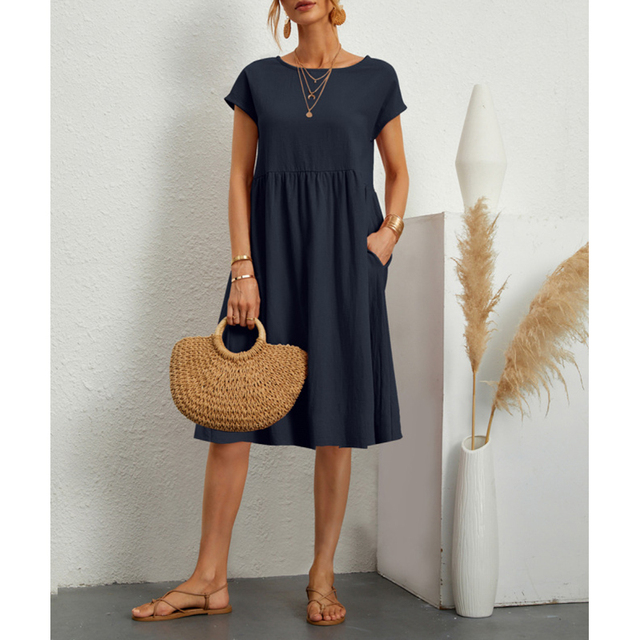 Sola Damen Midi Kleid | Baumwollmix, Lässiger Schnitt für den Sommer 6