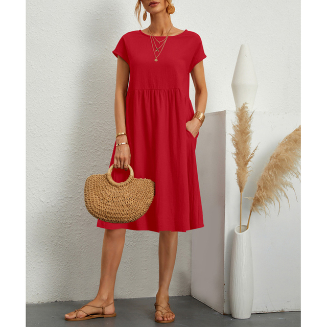 Sola Damen Midi Kleid | Baumwollmix, Lässiger Schnitt für den Sommer 7